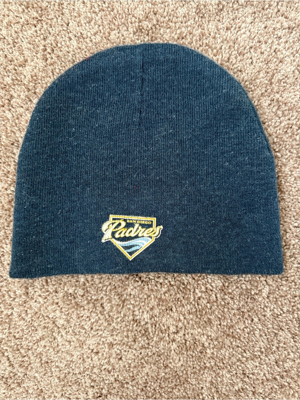 San Diego Padres Beanie Hat - Navy with Yellow Logo